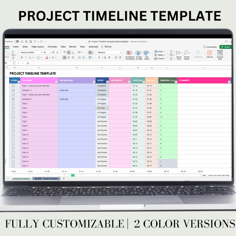 Excel project timeline template project template project launch ...