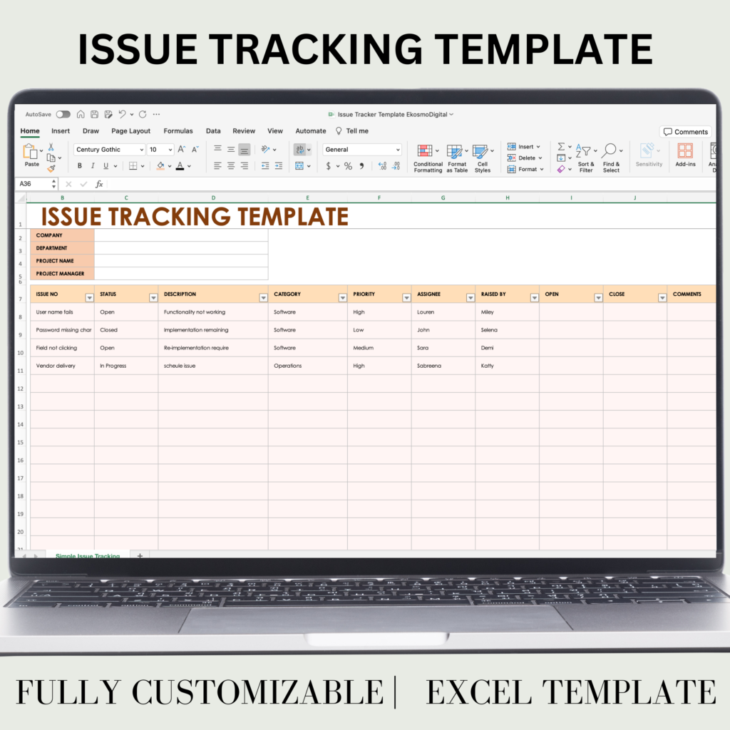 Issue Tracking System Examples Issue Tracking Template