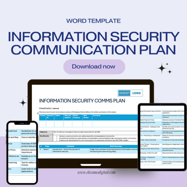 Information Security Communications Plan Word Template | Instant Download | ISO 27001